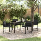 vidaXL Set de masă pentru grădină 5 pcs Negru poliratan