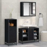 vidaXL Set de mobilier pentru baie 3 pcs Stejar negru 80 x 33 x 60 cm 3402526