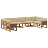 vidaXL Set de canapele de exterior cu pernă 10 pcs Natural și Bej 3385569