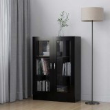 Cumpara ieftin Dulap cu vitrină, negru, 82,5x30,5x115 cm, lemn prelucrat