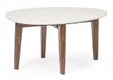 Cumpara ieftin Masuta de cafea cu picioare din lemn mango maro si blat marmura Sylvester 70x50x36 cm