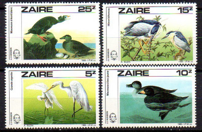 ZAIR 1985, Fauna - Pasari Audubon, serie neuzată, MNH foto