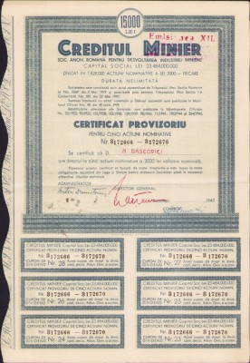 A546 Acțiune Creditul Minier pe numele academicianului Nicolae Dașcovici foto