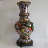 CLOISONNE - Vaza mare, veche, vintage bronz si email - CHINA