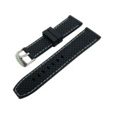 Curea ceas silicon negru, cusatura alba, 22mm 24mm, otel inoxidabil, mata, Time Veranda
