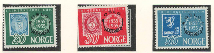 Norvegia 1955 Mi 393/95 (390/92 overprint) MNH - Expozitia de timbre &bdquo;Norwex&rdquo;