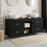 Cumpara ieftin Set dulap baie 3 buc. Stejar Negru 129 x 35 x 80 cm