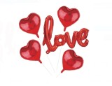 Set Baloane de Petrecere Inimi Rosii cu Mesaj 3D din Folie pentru Sf. Valentin, 5 buc