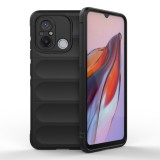 Husa pentru xiaomi redmi 12c, antisoc, margini cu striatii, design minimalist, black