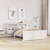 vidaXL Cadru de pat cu tăblie, alb, 135x190 cm, lemn masiv de pin 3306012