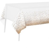 Fata de masa, flippy, din peva, imprimeu buline, 137 x 274 cm, impermeabila, fara pete, curatare rapida, maro