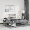 VidaXL Cadru pat metalic cu tăblie de cap/picioare, negru, 135x190 cm 353554