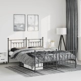 Cumpara ieftin Cadru pat metalic cu tăblie de cap/picioare, negru, 150x200 cm