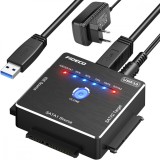 Adaptor FIDECO SATA/IDE la USB 3.0 pentru HDD/SSD Extern Universal, pentru Hard Disk-uri de 2.5/3.5 inch si Unitate Optica 5.25 inch DVD/CD, Clonare O