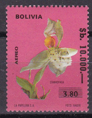 Bolivia 1984 flori orhidee MI 1016 supratipar MNH foto