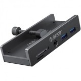 Hub USB-C Orico MH5PMM Clamp, 2 x USB-A 3.0 - 1 x SD - 1 x microSD - 1 x Jack 3.5mm, Negru, Universal