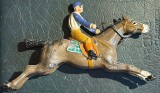 FIGURINA DIN PLUMB PICTATA MANUAL JOCHEU PE CAL/ANII&#039;40,CHAD VALLEY TOYS,ENGLAND