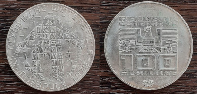 (A179) MONEDA DIN ARGINT AUSTRIA- 100 SCHILLING 1976,JOCURILE OLIMPICE INNSBRUCK foto