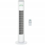 HOMCOM Ventilator Turn cu 3 Moduri și 3 Viteze cu Cronometru 10h, Ventilator de Podea ABS cu Telecomandă, &Oslash;22x77 cm, Alb