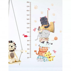 Sticker Perete Autocolant cu Centimetru pentru Copii -Pisici