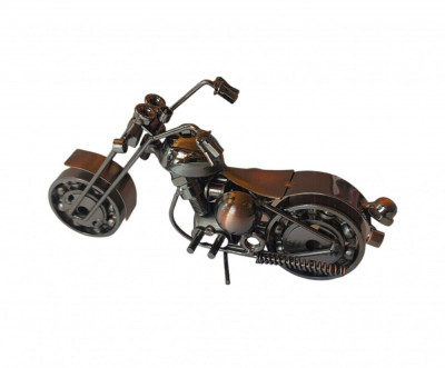 Motocicleta decorativa, Din metal, Maro, 20 cm, 356MD1 foto