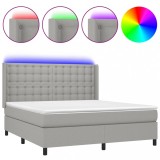 Cumpara ieftin Pat cu arcuri, saltea si LED, gri deschis, 180x200 cm, textil