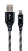 CABLU alimentare si date GEMBIRD, pt. smartphone, USB 2.0 (T) la USB 2.0 Type-C (T), 2m, premium, cablu metalic, negru cu insertii albe, &quot;CC-USB2B-AMC