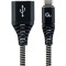 CABLU alimentare si date GEMBIRD, pt. smartphone, USB 2.0 (T) la USB 2.0 Type-C (T), 2m, premium, cablu metalic, negru cu insertii albe, &quot;CC-USB2B-AMC