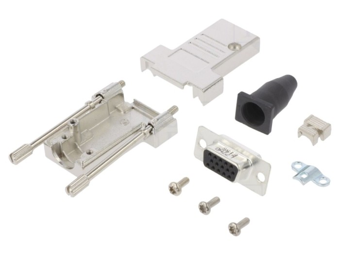 Conector D-Sub 15-Pin Mamă, lipire cablu