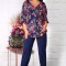 Compleu Elegant Rany Navi Floral - 48Marimea