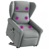 vidaXL Fotoliu de masaj rabatabil cu ridicare, gri deschis, textil