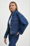 Ivy Oak geacă din denim femei, culoarea bleumarin, de tranziție, oversize, IO119094, IVY &amp; OAK