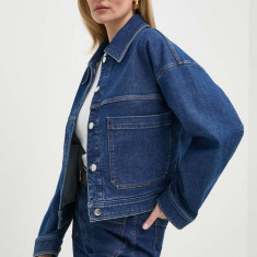 Ivy Oak geacă din denim femei, culoarea bleumarin, de tranziție, oversize, IO119094