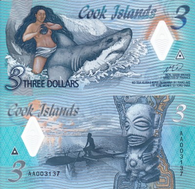 INSULELE COOK 3 dollars ND 2021 polymer UNC!!! foto