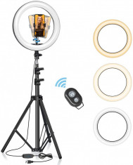 Lampa Circulara LED BlitzWolf BW-SL2 Make up Profesionala, Ring Light 120 Leduri cu Lumina Rece Calda foto