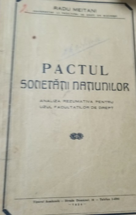 PACTUL SOCIETATII NATIUNILOR RADU MEITANI