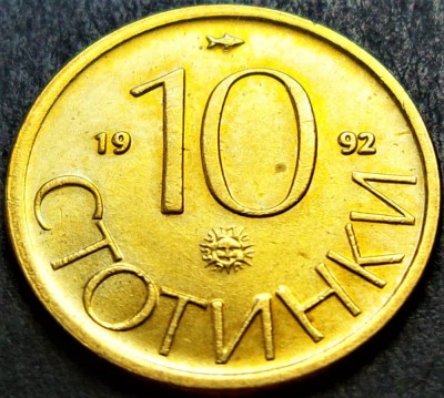 Moneda 10 STOTINKI - BULGARIA, anul 1992 *cod 2559 B = UNC foto