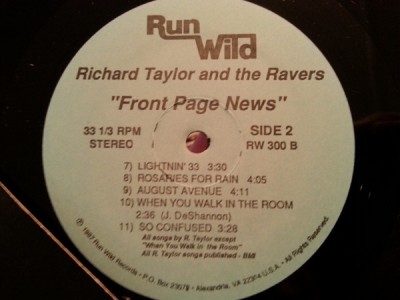 Vinil Richard Taylor And The Ravers &amp;lrm;&amp;ndash; Front Page News (VG+) foto