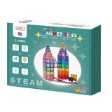 Set de constructie magnetic, 108 piese, Magnetic Tiles, pastel de forme geometrice diferite, 2D, 3D