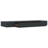 Raft de perete suspendat cu sertar, negru, 80 x 25 x 8 cm