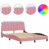 Cadru de pat cu LED fara saltea, Hanko, roz, 120x200 cm, catifea