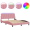 Cadru de pat cu LED fara saltea, Hanko, roz, 120x200 cm, catifea