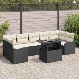 Set de canapele pentru gradina cu perna 8 pcs Negru Rattan poli