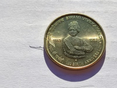 539. Moneda India 5 rupees 2013 (150th Birth Anniversary of Swami Vivekananda) foto