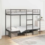 VidaXL Pat supraetajat fără saltea negru 75x190 cm oțel