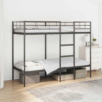 vidaXL Pat supraetajat fără saltea negru 75x190 cm oțel 42000319 foto