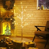 VidaXL Mesteacăn cu LED, alb, 48 LED-uri alb calde, 120 cm