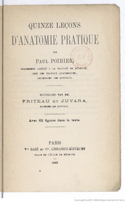 Paul Poirier - Quinze lecons d&#039;anatomie pratique