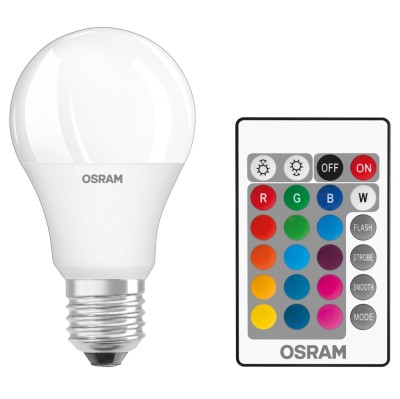 Bec LED color Osram clasic A60 E27 9.7W 806lm lumina calda / RGB 2700 K, dimabil + telecomanda foto
