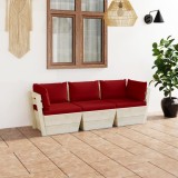 vidaXL Canapea de grădină din paleți cu perne 3 locuri lemn de molid 3063405